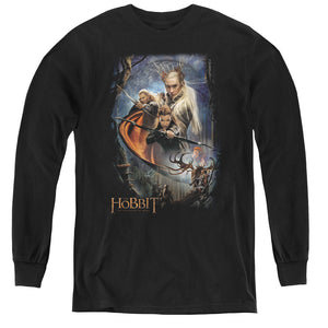 AN OFFCIALLY LICENSED HOBBIT THRANDUILS REALM YOUTH LONG SLEEVE T-SHIRT BLACK