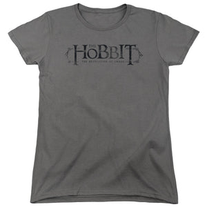 AN OFFCIALLY LICENSED HOBBIT ORNATE LOGO WOMEN'S REGULAR FIT T-SHIRT CHARCOAL