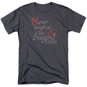 AN OFFCIALLY LICENSED HOBBIT NEVER LAUGH MEN'S REGULAR FIT T-SHIRT CHARCOAL