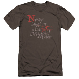 AN OFFCIALLY LICENSED HOBBIT NEVER LAUGH MEN'S PREMIUM SLIM FIT T-SHIRT CHARCOAL