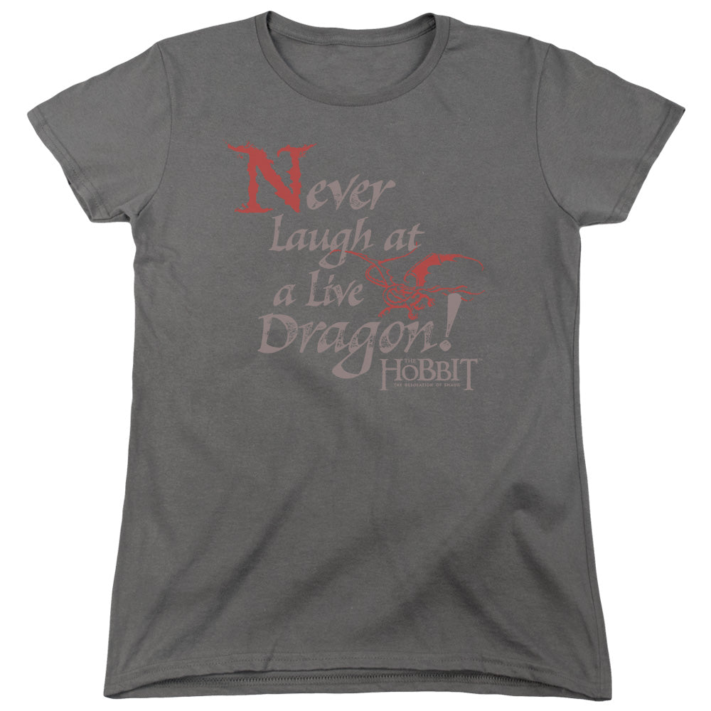 AN OFFCIALLY LICENSED HOBBIT NEVER LAUGH WOMEN'S REGULAR FIT T-SHIRT CHARCOAL