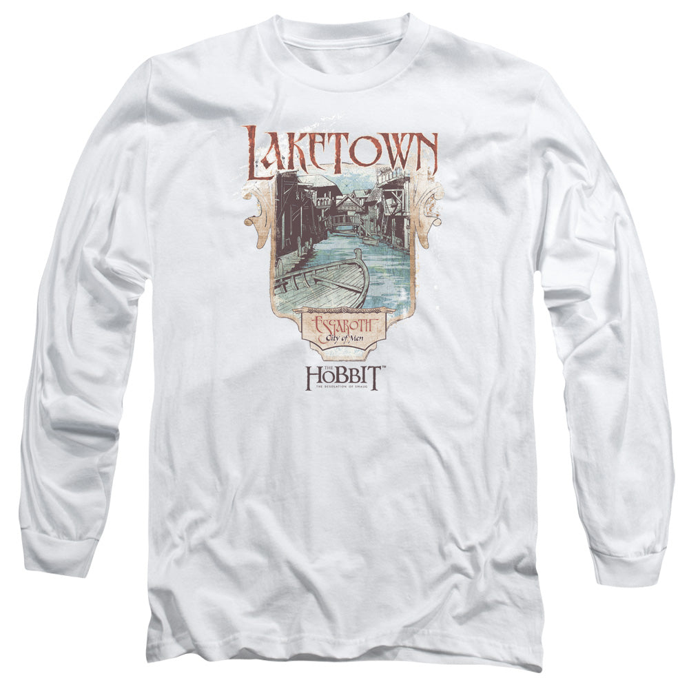 AN OFFCIALLY LICENSED HOBBITLAKETOWN HOBBITLAKETOWN MEN'S LONG SLEEVE T-SHIRT WHITE