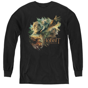 AN OFFCIALLY LICENSED HOBBIT BADDIES YOUTH LONG SLEEVE T-SHIRT BLACK
