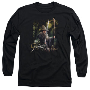 AN OFFCIALLY LICENSED HOBBIT SWORD AND STAFF MEN'S LONG SLEEVE T-SHIRT BLACK