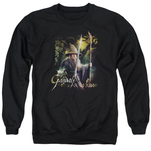 AN OFFCIALLY LICENSED HOBBIT SWORD AND STAFF ADULT UNISEX CREWNECK SWEATSHIRT BLACK