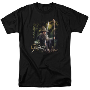 AN OFFCIALLY LICENSED HOBBIT SWORD AND STAFF MEN'S REGULAR FIT T-SHIRT BLACK