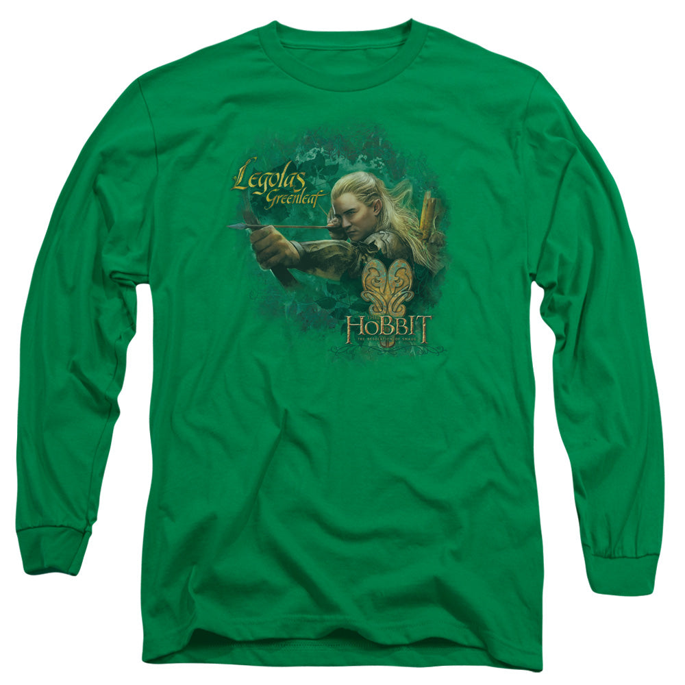 AN OFFCIALLY LICENSED HOBBIT GREENLEAF MEN'S LONG SLEEVE T-SHIRT KELLY GREEN