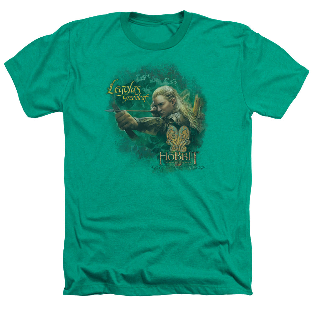 AN OFFCIALLY LICENSED HOBBIT GREENLEAF MEN'S HEATHER T-SHIRT KELLY GREEN