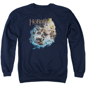 AN OFFCIALLY LICENSED HOBBIT BARRELING DOWN ADULT UNISEX CREWNECK SWEATSHIRT NAVY