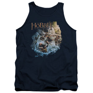 AN OFFCIALLY LICENSED HOBBIT BARRELING DOWN ADULT UNISEX TANK TOP NAVY