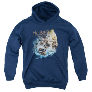 AN OFFCIALLY LICENSED HOBBIT BARRELING DOWN YOUTH HOODIE NAVY