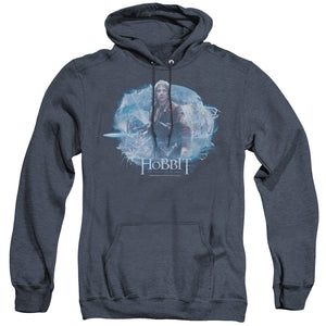 AN OFFCIALLY LICENSED HOBBIT TANGLED WEB ADULT UNISEX HEATHER PULLOVER HOODIE NAVY