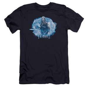 AN OFFCIALLY LICENSED HOBBIT TANGLED WEB MEN'S PREMIUM SLIM FIT T-SHIRT NAVY