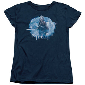 AN OFFCIALLY LICENSED HOBBIT TANGLED WEB WOMEN'S REGULAR FIT T-SHIRT NAVY