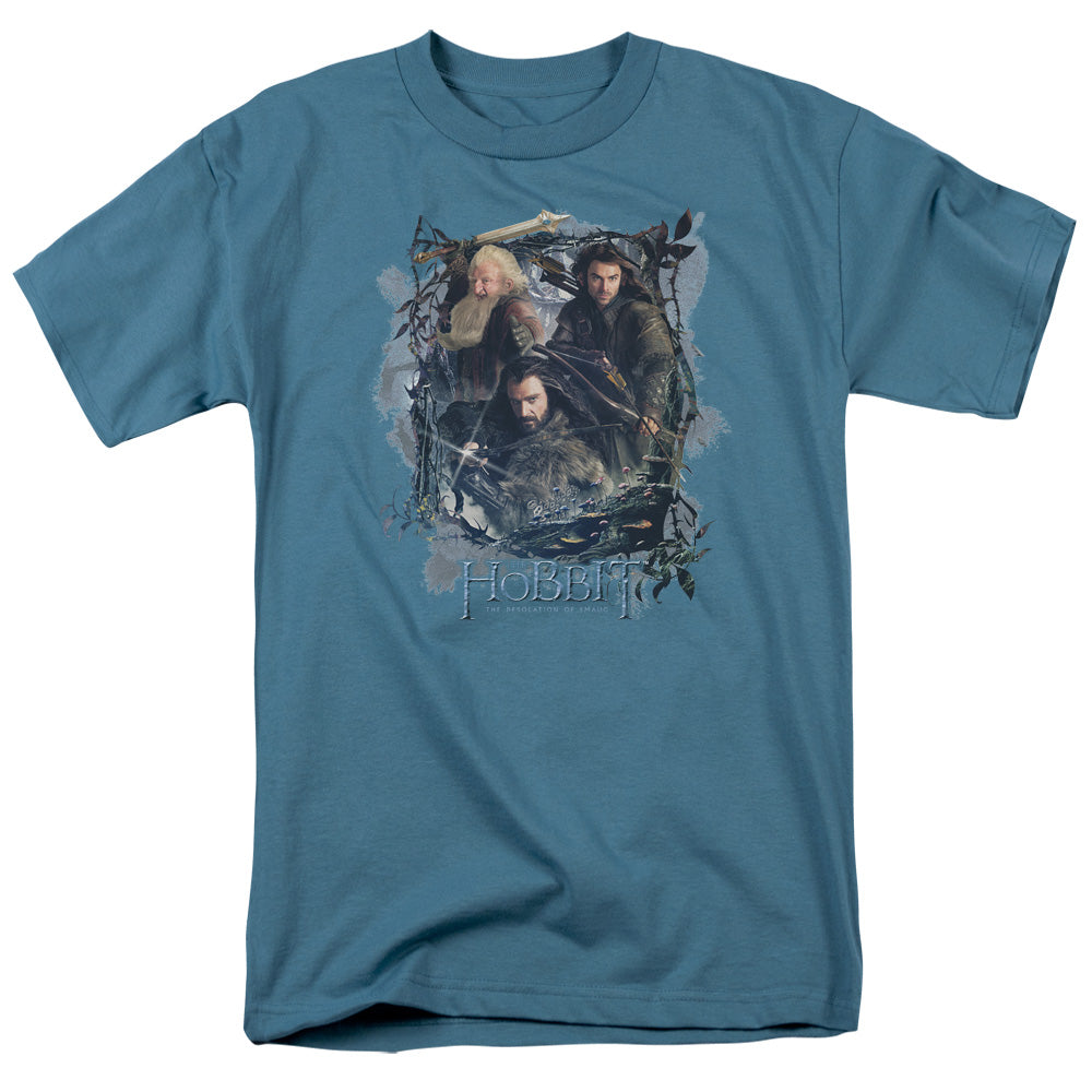 AN OFFCIALLY LICENSED HOBBIT THREE DWARVES MEN'S REGULAR FIT T-SHIRT SLATE