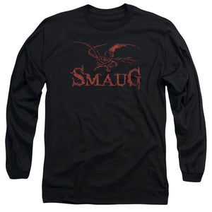 AN OFFCIALLY LICENSED HOBBIT DRAGON MEN'S LONG SLEEVE T-SHIRT BLACK