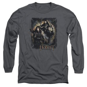 AN OFFCIALLY LICENSED HOBBIT WEAPONS DRAWN MEN'S LONG SLEEVE T-SHIRT CHARCOAL