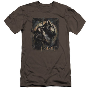 AN OFFCIALLY LICENSED HOBBIT WEAPONS DRAWN MEN'S PREMIUM SLIM FIT T-SHIRT CHARCOAL