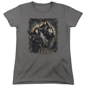 AN OFFCIALLY LICENSED HOBBIT WEAPONS DRAWN WOMEN'S REGULAR FIT T-SHIRT CHARCOAL