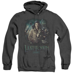 AN OFFCIALLY LICENSED HOBBIT PROTECTOR ADULT UNISEX HEATHER PULLOVER HOODIE BLACK