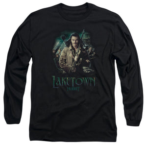 AN OFFCIALLY LICENSED HOBBIT PROTECTOR MEN'S LONG SLEEVE T-SHIRT BLACK