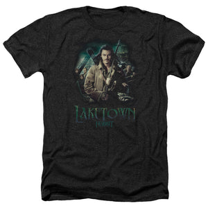 AN OFFCIALLY LICENSED HOBBIT PROTECTOR MEN'S HEATHER T-SHIRT CHARCOAL