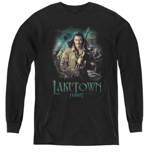 AN OFFCIALLY LICENSED HOBBIT PROTECTOR YOUTH LONG SLEEVE T-SHIRT BLACK