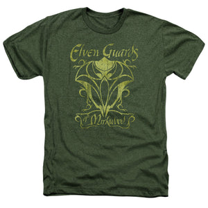 AN OFFCIALLY LICENSED HOBBIT GUARDS OF MIRKWOOD MEN'S HEATHER T-SHIRT MILITARY GREEN