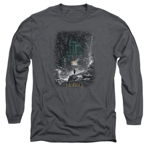 AN OFFCIALLY LICENSED HOBBIT SECOND THOUGHTS MEN'S LONG SLEEVE T-SHIRT CHARCOAL