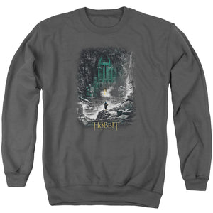 AN OFFCIALLY LICENSED HOBBIT SECOND THOUGHTS ADULT UNISEX CREWNECK SWEATSHIRT CHARCOAL