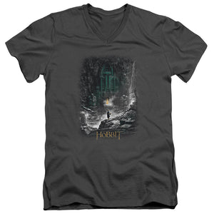 AN OFFCIALLY LICENSED HOBBIT SECOND THOUGHTS MEN'S V-NECK T-SHIRT CHARCOAL