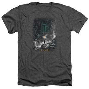 AN OFFCIALLY LICENSED HOBBIT SECOND THOUGHTS MEN'S HEATHER T-SHIRT CHARCOAL