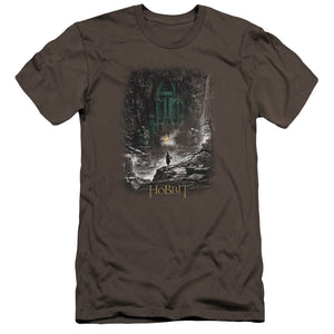 AN OFFCIALLY LICENSED HOBBIT SECOND THOUGHTS MEN'S PREMIUM SLIM FIT T-SHIRT CHARCOAL