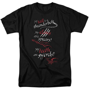 AN OFFCIALLY LICENSED HOBBIT TAIL CLAWS TEETH MEN'S REGULAR FIT T-SHIRT BLACK