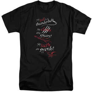 AN OFFCIALLY LICENSED HOBBIT TAIL CLAWS TEETH MEN'S TALL FIT T-SHIRT BLACK