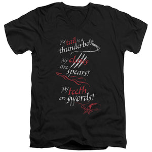 AN OFFCIALLY LICENSED HOBBIT TAIL CLAWS TEETH MEN'S V-NECK T-SHIRT BLACK