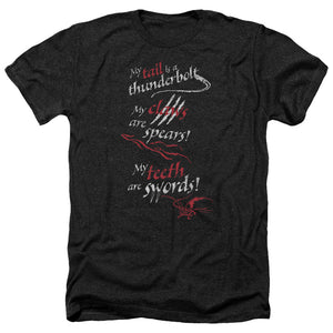 AN OFFCIALLY LICENSED HOBBIT TAIL CLAWS TEETH MEN'S HEATHER T-SHIRT CHARCOAL