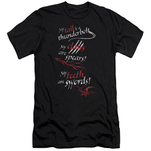 AN OFFCIALLY LICENSED HOBBIT TAIL CLAWS TEETH MEN'S PREMIUM SLIM FIT T-SHIRT BLACK