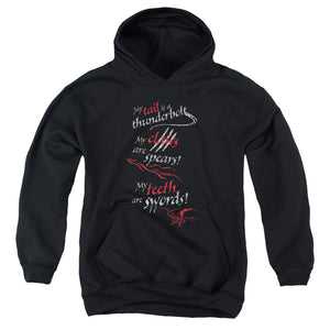 AN OFFCIALLY LICENSED HOBBIT TAIL CLAWS TEETH YOUTH HOODIE BLACK