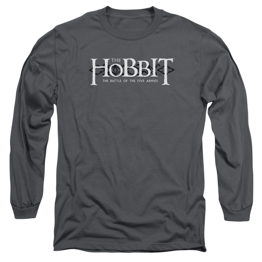 AN OFFCIALLY LICENSED HOBBIT ORNATE LOGO MEN'S LONG SLEEVE T-SHIRT CHARCOAL