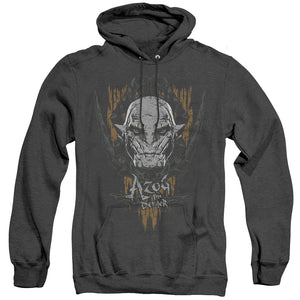 AN OFFCIALLY LICENSED HOBBIT AZOG ADULT UNISEX HEATHER PULLOVER HOODIE BLACK