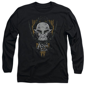 AN OFFCIALLY LICENSED HOBBIT AZOG MEN'S LONG SLEEVE T-SHIRT BLACK