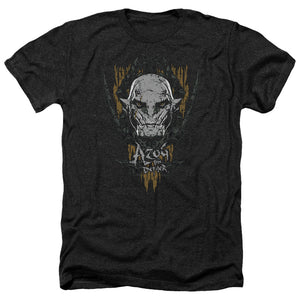 AN OFFCIALLY LICENSED HOBBIT AZOG MEN'S HEATHER T-SHIRT CHARCOAL