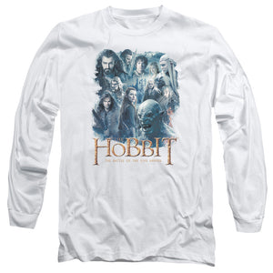 AN OFFCIALLY LICENSED HOBBIT MAIN CHARACTERS MEN'S LONG SLEEVE T-SHIRT WHITE