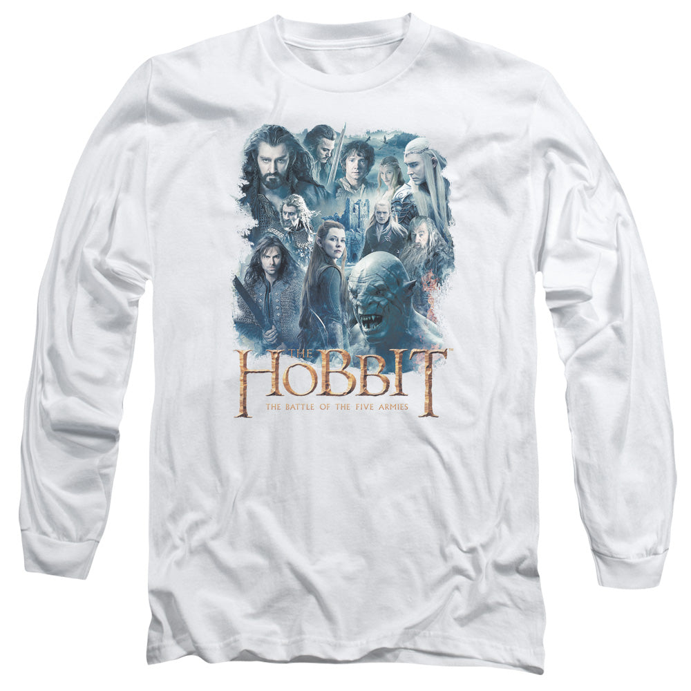 AN OFFCIALLY LICENSED HOBBIT MAIN CHARACTERS MEN'S LONG SLEEVE T-SHIRT WHITE