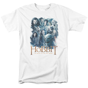 AN OFFCIALLY LICENSED HOBBIT MAIN CHARACTERS MEN'S REGULAR FIT T-SHIRT WHITE