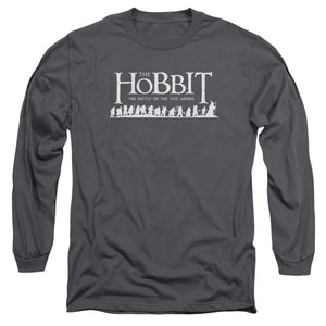 AN OFFCIALLY LICENSED HOBBIT WALKING LOGO MEN'S LONG SLEEVE T-SHIRT CHARCOAL