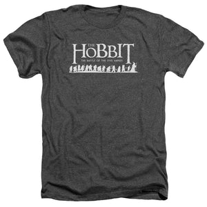 AN OFFCIALLY LICENSED HOBBIT WALKING LOGO MEN'S HEATHER T-SHIRT CHARCOAL