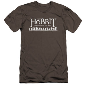 AN OFFCIALLY LICENSED HOBBIT WALKING LOGO MEN'S PREMIUM SLIM FIT T-SHIRT CHARCOAL