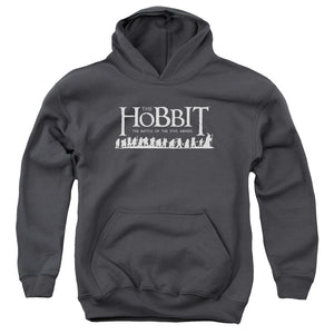 AN OFFCIALLY LICENSED HOBBIT WALKING LOGO YOUTH HOODIE CHARCOAL